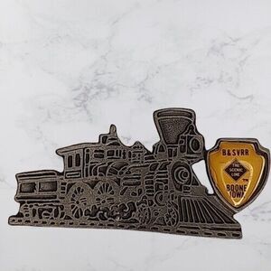 Vtg Pewter B&SVRR Refrigerator Magnet Boone Iowa Scenic Line View Railroad